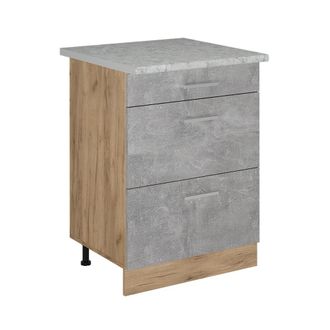 Vicco Mueble Bajo De Cocina R-line, Hormig&oacute;n, 60 Cm Et M&aacute;rmol