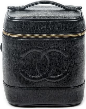 Chanel Pre-owned Womens CC Tall Vanity Case Handbag - Black - One Size