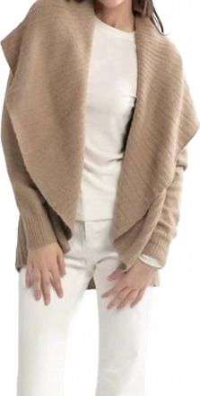 Look by M Heather Pleats Shawl Cardigan In Gold