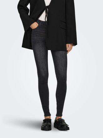 Only Skinny-fit-Jeans ONLY ONLPOWER MID WAIST PUSH UP SK DNM BOX, Damen, Gr. XS (34), L&auml;nge 32, washed schwarz, Denim/Jeans, Obermaterial: 92% Baumwolle, 6