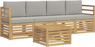 vidaXL Conjunto De Sof&aacute;s De Exterior 5 Uds. Blanco Y Gris Claro Vidaxl