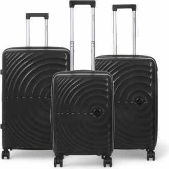 Infinity Leather Uitbreidbare zwarte kofferset met harde schaal en 8 wielen