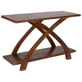 Wanderlust Deco Recibidor de madera artesanal marr&oacute;n 122x45x76h cm