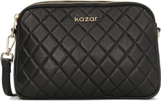 Kazar Minimalistische gewatteerde graanleren tas - Dames - Schoudertassen - Zwart - ONE Size - Leer - Tassen