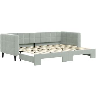 vidaXL Sof&aacute; Cama Nido Terciopelo Gris Claro 80x200 Cm Vidaxl