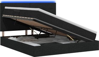 vidaXL Cama De Almacenamiento Led Con Colch&oacute;n Negro 140 X 190 Cm Tela Vidaxl
