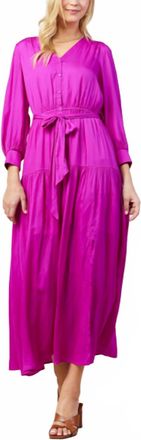 Skies Are Blue Clothing Chianti Long Sleeve Button Front Maxi Dress In Orchid