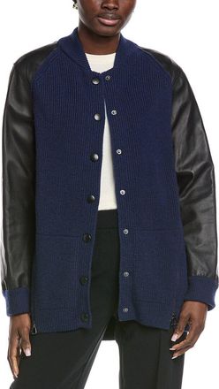 Akris Leather-Sleeve Cashmere Jacket