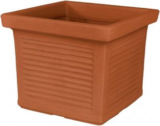Monacis Jarr&oacute;n Cuadrado Decorativo Cl&aacute;sico Tradicional De 48x48 Cm Y 38 Cm De Alto, En Pol&iacute;mero De Terracota Resistente, Ideal Para Plantas En Jardines
