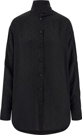 Ferragamo Sash-collar Silk Blouse