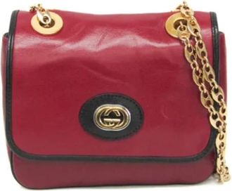 Gucci Pre-owned Leather gucci-bags - Dames - Vintage Schoudertas - Zwart - ONE Size - Leer - Vintage