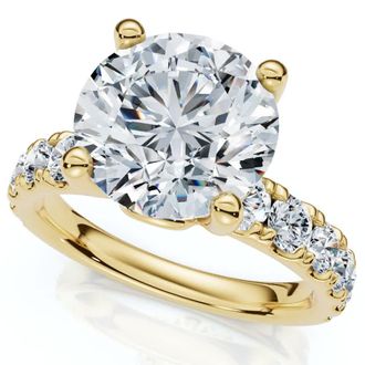 Pompeii3 Certified 4Ct TW Diamond Pave Engagement Ring in 14k Gold Lab Grown