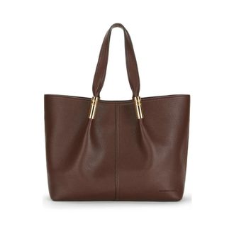 Elisabetta Franchi Tote Bags, female, Brown, Size: ONE SIZE Large Tote Bag with Logo Details