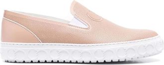 Casadei Beige Leren Slip-On Sneakers - Dames - Loafers - Beige - 39 EU - Leer - Schoenen