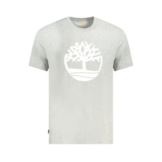 Timberland T-Shirts, male, Gray, Size: S Gray Cotton Crew Neck T-Shirt