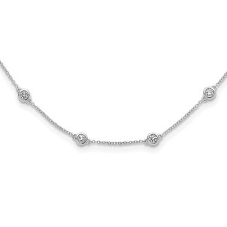 Diamond2Deal 14k White Gold 1 1/6 Ct Lab Grown Diamond Eighteen Station Necklace 18 Clarity VS, Color D-E