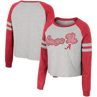Colosseum Womens Colosseum Heather Gray Alabama Crimson Tide Im Gliding Here Raglan Long Sleeve Cropped T-Shirt at Nordstrom, Size Xx-Large