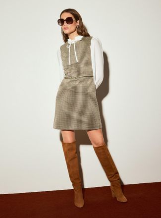 Icone Womens Jacquard knit belted sleeveless dress