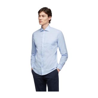Brooks Brothers Stretch Milano Slim-Fit Overhemd - Heren - Zakelijke Overhemden - Blauw - 4XL - Katoen - Overhemden