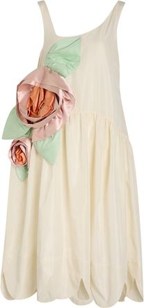 Simone Rocha Simone Rocha Floral-appliqu&eacute;d Taffeta Midi Dress - Cream - 6 (UK6 / XS)