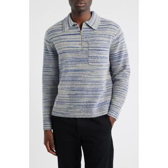 Wax London Alpha Space Dye Quarter Zip Polo Sweater in Grey /Blue at Nordstrom, Size Xx-Large