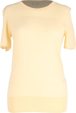 Joseph Knitted Short Sleeve Sweater Top in Cream Cotton