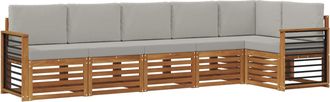 vidaXL Conjunto De Sof&aacute;s De Exterior 6 Uds. Gris Natural Y Claro Vidaxl