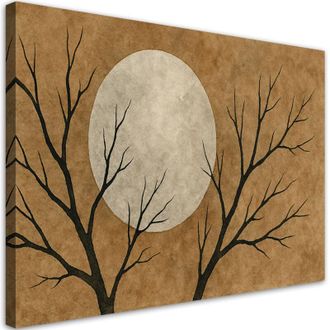 Artgeist Artgeist - Quadro su tela, Luna Alberi Minimalismo Beige - 120x80