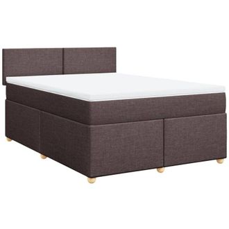 vidaXL Vidaxl - Cama Box Spring Con Colch&oacute;n Tela Marr&oacute;n Oscuro 140x190 Cm