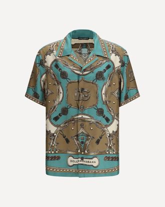 Dolce & Gabbana Hawaii Shirt in washed silk twill with cargo print Male 40