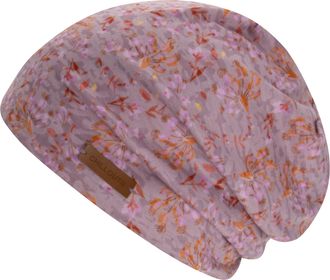Chillouts Beanie CHILLOUTS Linz Hat, Damen, lila, Baumwollmischung, M&uuml;tzen Beanie, Feminine Beanie mit verspieltem Bl&uuml;tenprint