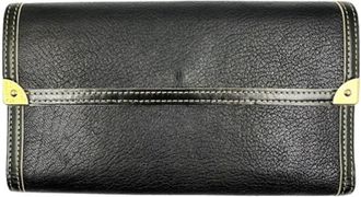 Louis Vuitton Suhali Black Leather Long Wallet (Tri-Fold) (Pre-Owned)
