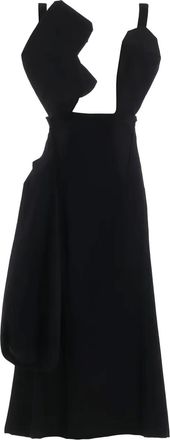 Yohji Yamamoto Abito in lana con cut-out - Nero