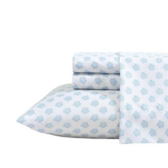 Nautica Coastal Coral Blue Queen Sheet Set