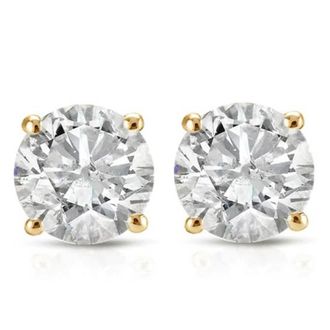 Pompeii3 Certified 1.00Ct Natural Round Screw Back Diamond Studs 14k Gold