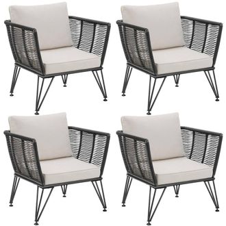 TecTake Garden Chair Sundo - thick seat cushions, removable cushion covers in Dark Grey | Size: 4 Person