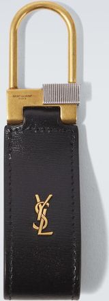 Saint Laurent Tiny Cassandre leather keychain