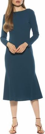 Alexia Admor Liora Long Sleeve Flare Hem Midi Dress in Lapis at Nordstrom Rack, Size X-Small