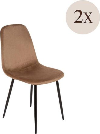Dmora Juego De 6 Sillas Pismo, Sill&oacute;n Tapizado En Terciopelo, Silla De Comedor Tapizada, Asiento De Reuni&oacute;n, 45 X 56 H 87 Cm, Beige