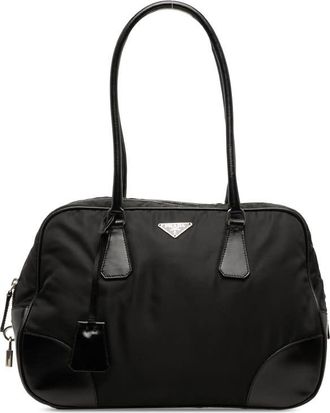 Prada Pre-owned Prada Soft Calf Trimmed Tessuto Bauletto Bag Ladies M6M31C8BKH2YO5TS
