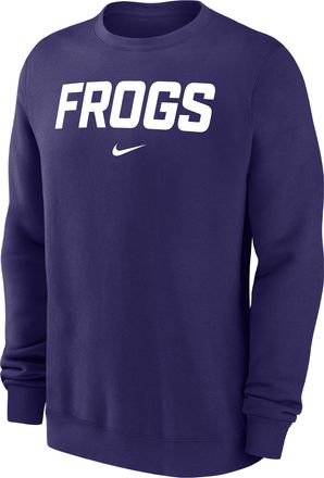 Nike TCU Horned Frogs Club Fleece Nike Mens NCAA Pullover Crew-Neck Sweatshirt in Purple | M33778P826TCUN-ORC