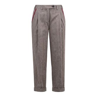Alessia Santi Tapered Trousers, female, Brown, Size: XS Pantalone a gamba larga cropped
