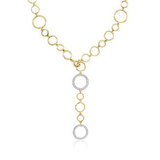 Ross-Simons Diamond Circle-Link Lariat Necklace in 18kt Gold Over Sterling