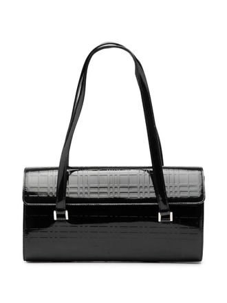Burberry 2000-2017 House Check Embossed Patent shoulder bag - Black