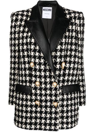 Moschino Cappotto doppiopetto in pied-de-poule - Nero