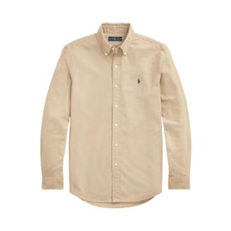 Ralph Lauren Getailleerd Ecru Overhemd - Heren - Casual Overhemden - Beige - XL - Leer - Overhemden