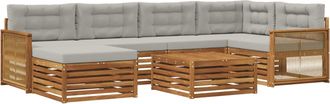 vidaXL Conjunto De Sof&aacute;s De Exterior 7 Uds. Natural Y Gris Claro Vidaxl
