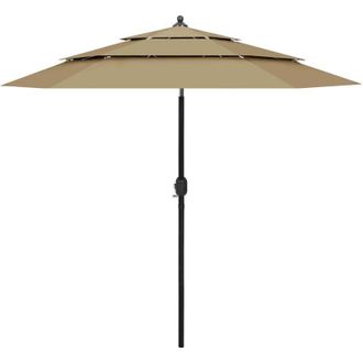 vidaXL Umbrilla 3 Capas Con Polo De Aluminio 2.5 M-cultivo Gris