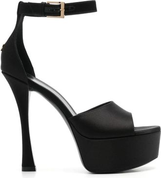 Givenchy 4G Liquid Platform Sandalen - Dames - Sandalen met hakken - Zwart - 39 EU - Satijn - Schoenen
