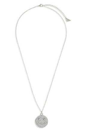 Sterling Forever Pav&eacute; Cubic Zirconia Positivity Pendant Necklace in Silver at Nordstrom